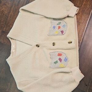 Madewell Embroidered Patch Pockets Sherpa Cardigan